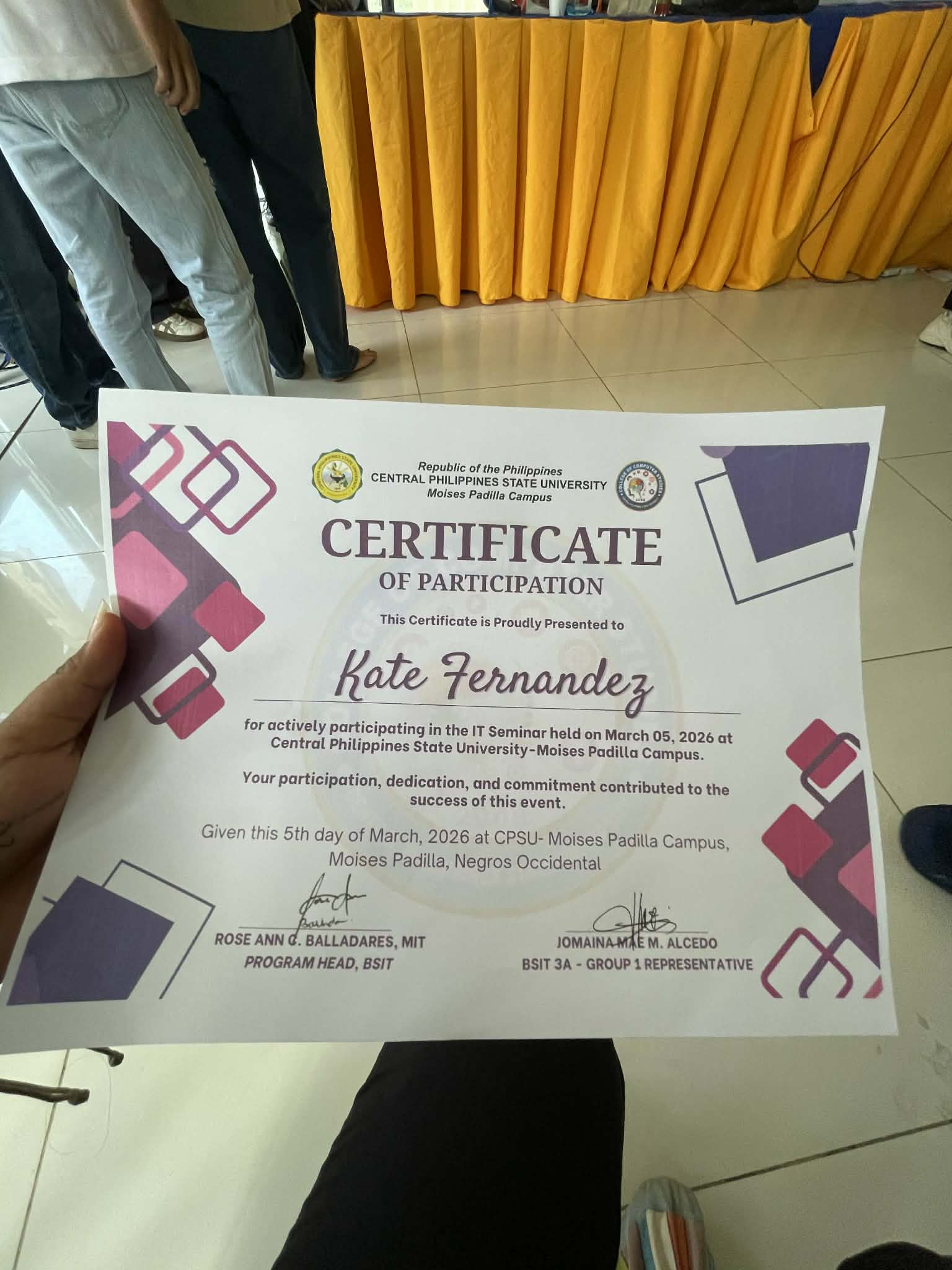 Certificate of Troubleshooting